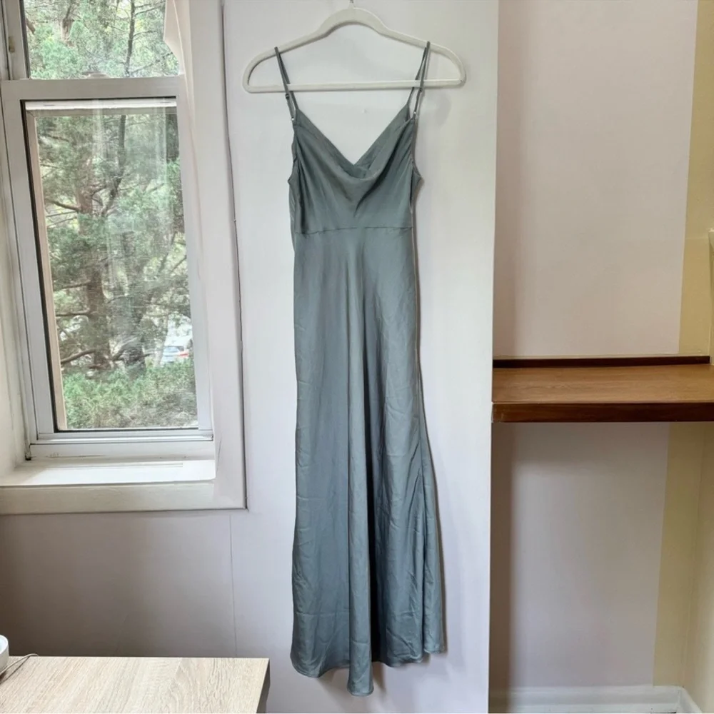 Free People Intimately Midi Slip Dress Satin Blue Grey - Picture 2 of 3